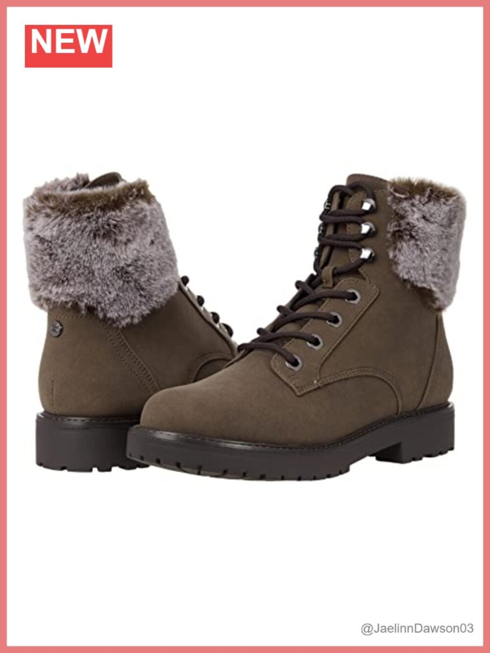 Faux Fur Lace Up Combat Bootie Ankle Boot Lug Sole Hiker Boot